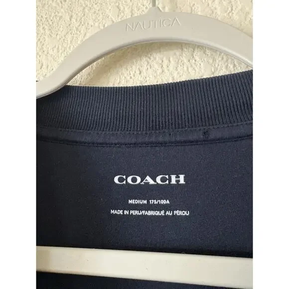 Men’s Coach Orange Spellout Crewneck Sweatshirts Navy Size Medium - Picture 5 of 8